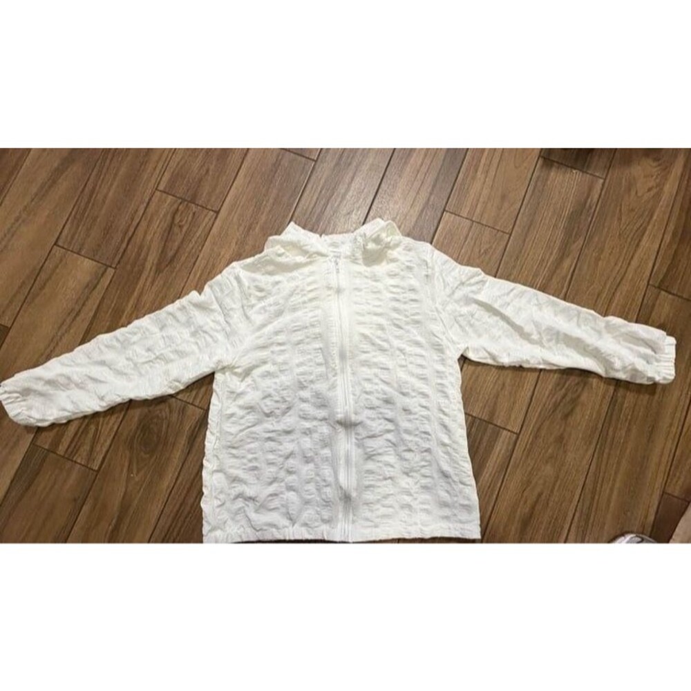 Unbranded Seersucker Full Zip Jacket Size XL White Textured